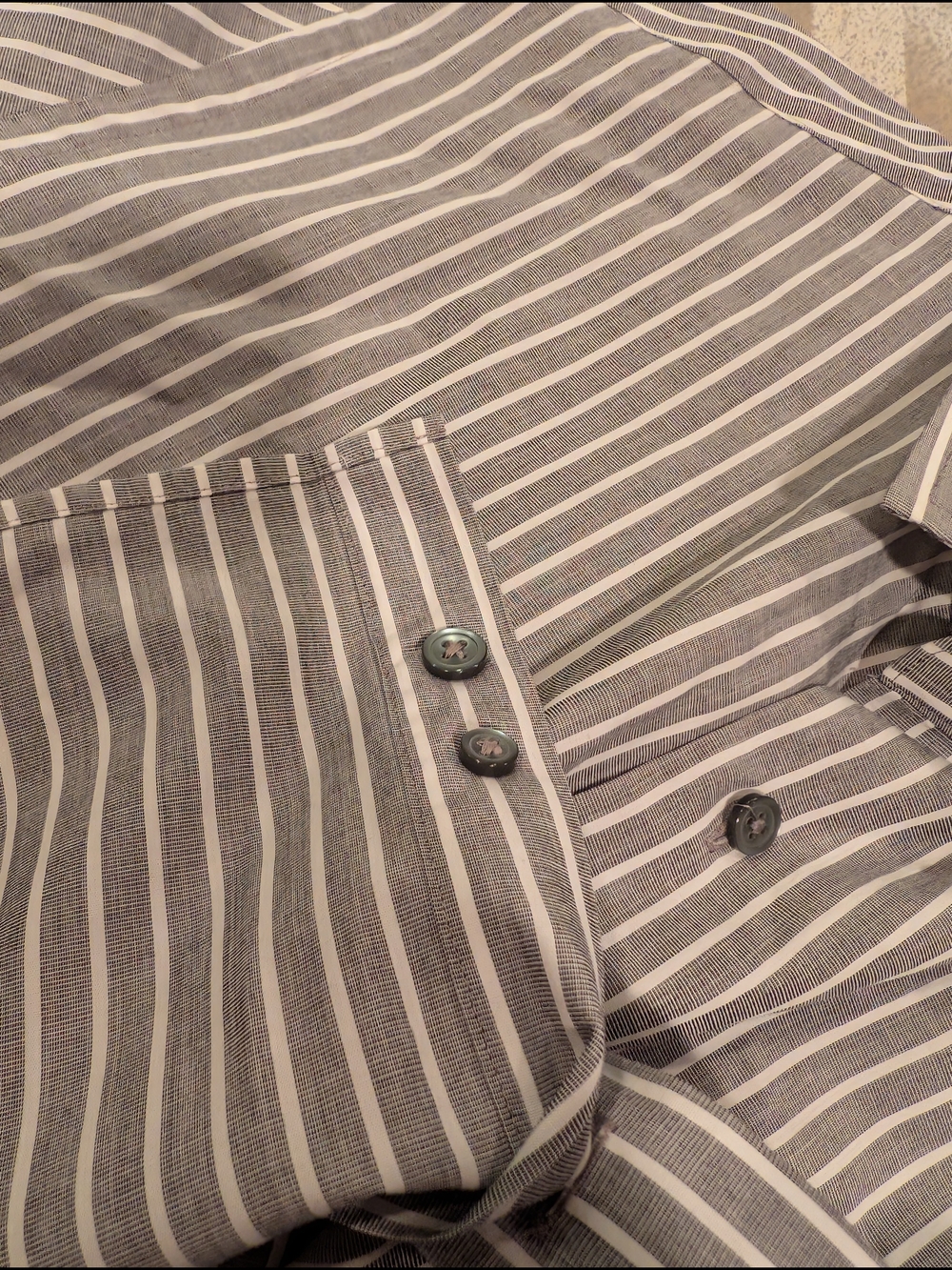 Express Modern Fit Men’s M 15-15.5 Gray White Striped Cotton Dress Shirt - Picture 6 of 6